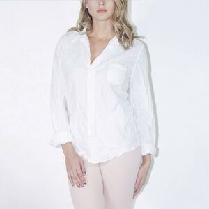 Frank & Eileen Barry Tailored Button Up Shirt Textured Tonal Stripe White Medium